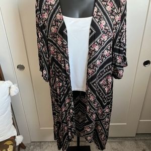 Long floral duster kimono